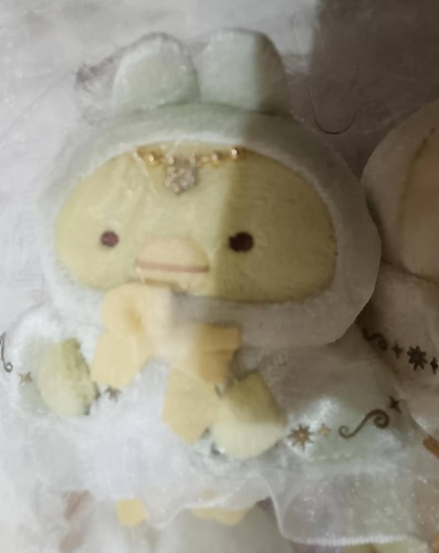 ぺんぎん?:ミントグリーンのうさぎ耳フードにゴールドの雪の結晶ネックレス